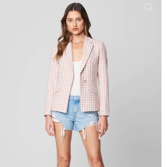 BLANK NYC Pink Gingham Check Blazer - Tailored Chic with Shimmer - Picture 4 of 11